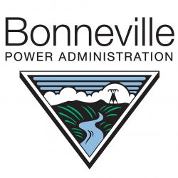 Bonneville Power Administration logo, featuring a river, fields, and clouds